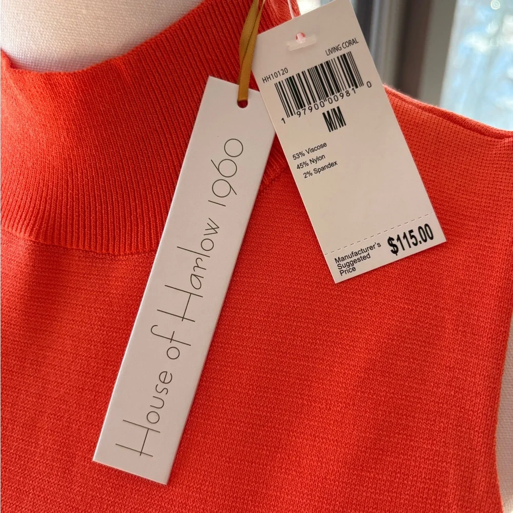 House of Harlow 1960 Bright Orange Mock Neck Tank - Picture 4 of 5